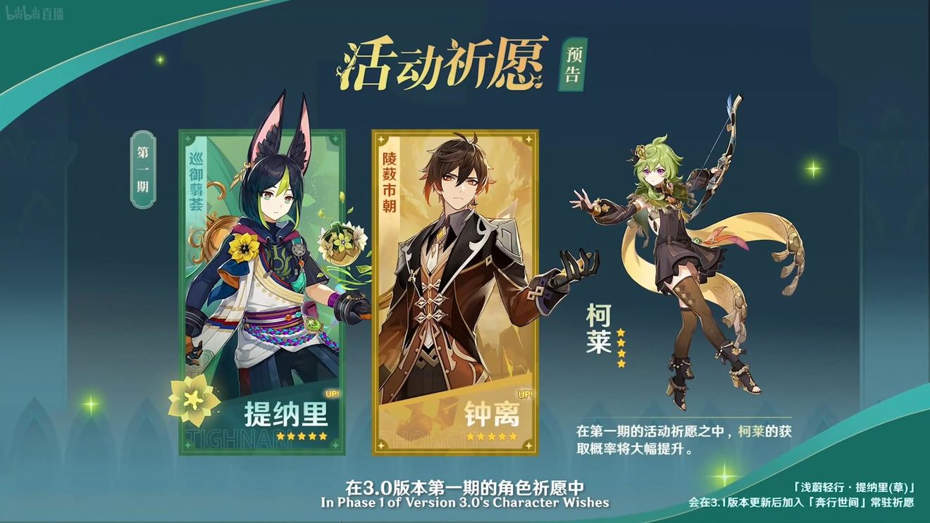 《原神》3.0版本即將到來(lái)，須彌開(kāi)放，草系反應(yīng)登場(chǎng)，鐘離復(fù)刻！